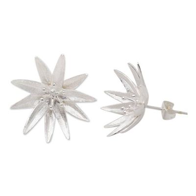 Alternate image for Handcrafted Sterling Silver Lotus Blossom Earrings from Bali Lotus Blossom Purity