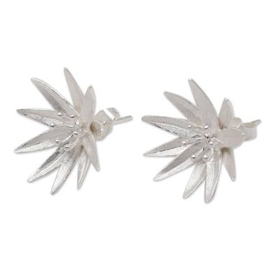 Alternate image for Handcrafted Sterling Silver Lotus Blossom Earrings from Bali Lotus Blossom Purity