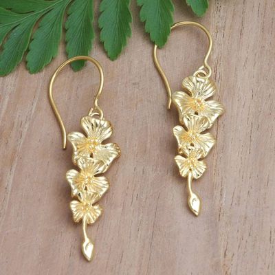 Primary image for 18k Gold-plated and Flower-shaped Dangle Earrings from Bali Flamboyant
