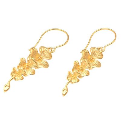Alternate image for 18k Gold-plated and Flower-shaped Dangle Earrings from Bali Flamboyant