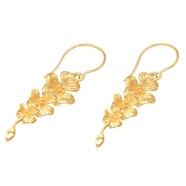 Alternate image for 18k Gold-plated and Flower-shaped Dangle Earrings from Bali Flamboyant