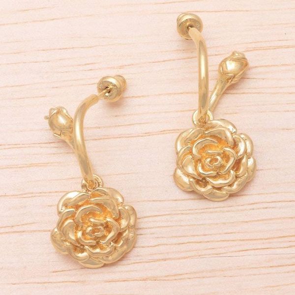 Alternate image for 18k Gold Plated Sterling Silver Rose Earrings from Bali Glinting Roses