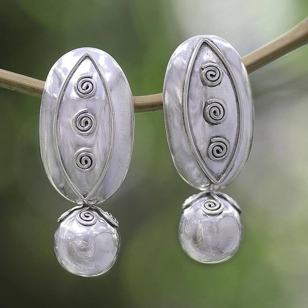 Alternate image for Sterling Silver Drop Earrings with Spiral Motif Gleaming Baubles