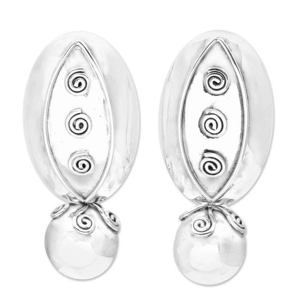 Alternate image for Sterling Silver Drop Earrings with Spiral Motif Gleaming Baubles