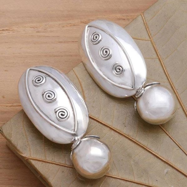 Alternate image for Sterling Silver Drop Earrings with Spiral Motif Gleaming Baubles