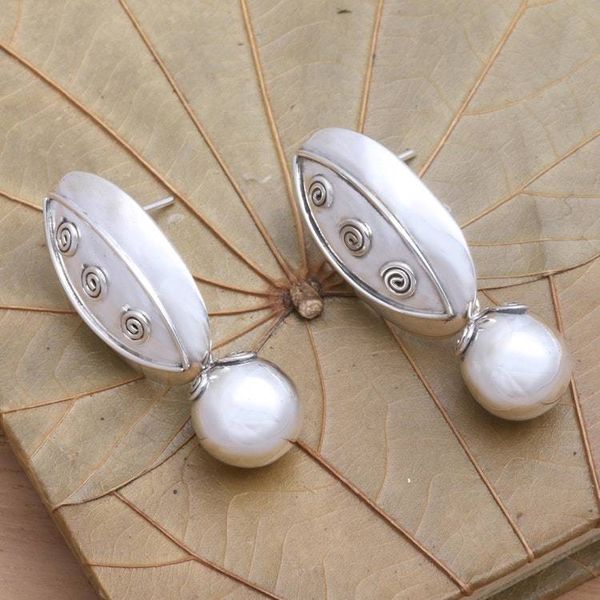 Alternate image for Sterling Silver Drop Earrings with Spiral Motif Gleaming Baubles