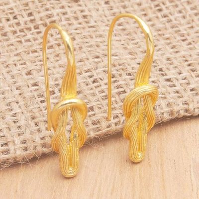 Alternate image for Polished 18k Gold-Plated Abstract Drop Earrings from Bali Endless Bonds