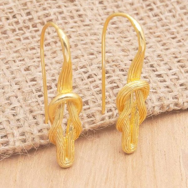 Alternate image for Polished 18k Gold-Plated Abstract Drop Earrings from Bali Endless Bonds
