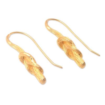 Alternate image for Polished 18k Gold-Plated Abstract Drop Earrings from Bali Endless Bonds