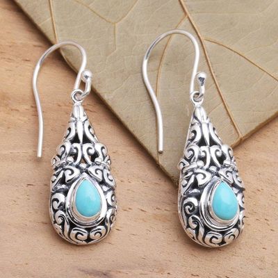 Primary image for Sterling Silver Dangle Earrings with Amazonite Teardrops Heavenly Raindrop