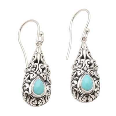 Alternate image for Sterling Silver Dangle Earrings with Amazonite Teardrops Heavenly Raindrop