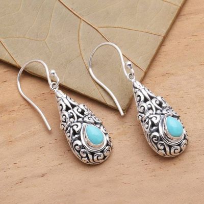Alternate image for Sterling Silver Dangle Earrings with Amazonite Teardrops Heavenly Raindrop