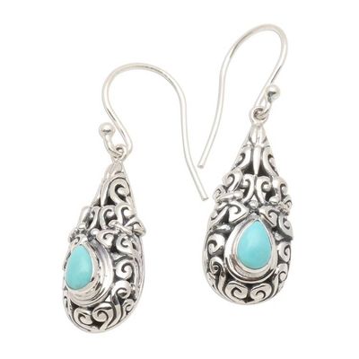 Alternate image for Sterling Silver Dangle Earrings with Amazonite Teardrops Heavenly Raindrop