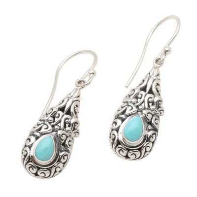 Alternate image for Sterling Silver Dangle Earrings with Amazonite Teardrops Heavenly Raindrop