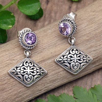 Primary image for Amethyst Dangle Earrings with Diamond Shapes from Bali Diamond Dew