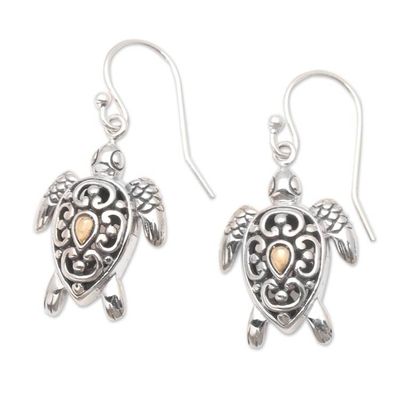 Alternate image for Handcrafted Gold-Accented Dangle Earrings Fab Turtles