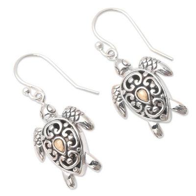 Alternate image for Handcrafted Gold-Accented Dangle Earrings Fab Turtles