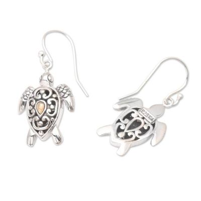 Alternate image for Handcrafted Gold-Accented Dangle Earrings Fab Turtles