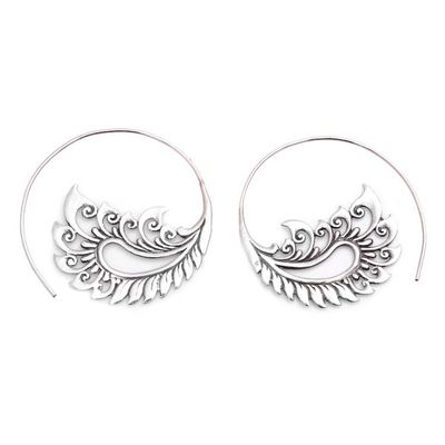 Alternate image for Sterling Silver Paisley Half-Hoop Earrings from Bali Paisley Fantasy