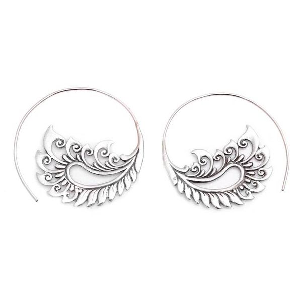 Alternate image for Sterling Silver Paisley Half-Hoop Earrings from Bali Paisley Fantasy