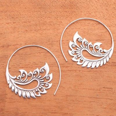 Alternate image for Sterling Silver Paisley Half-Hoop Earrings from Bali Paisley Fantasy