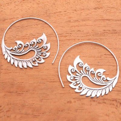 Alternate image for Sterling Silver Paisley Half-Hoop Earrings from Bali Paisley Fantasy