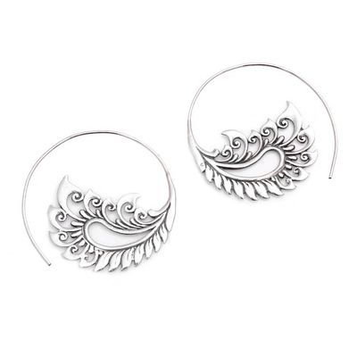 Alternate image for Sterling Silver Paisley Half-Hoop Earrings from Bali Paisley Fantasy