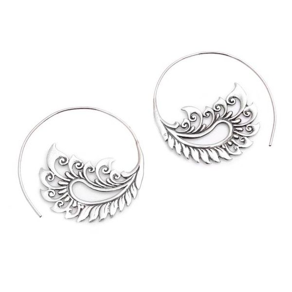 Alternate image for Sterling Silver Paisley Half-Hoop Earrings from Bali Paisley Fantasy