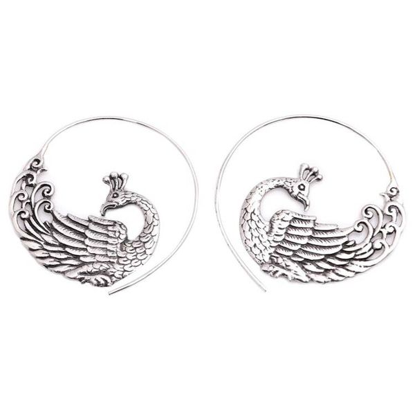 Alternate image for Sterling Silver Peacock Half-Hoop Earrings from Bali Peacock Swirl