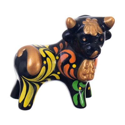 Alternate image for Andean Floral Ceramic Good Fortune Bull Figurine  Bull of Good Fortune