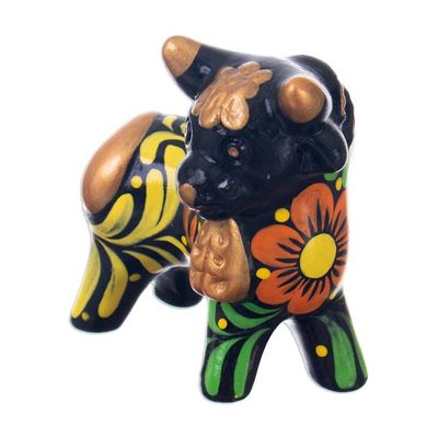 Alternate image for Andean Floral Ceramic Good Fortune Bull Figurine  Bull of Good Fortune