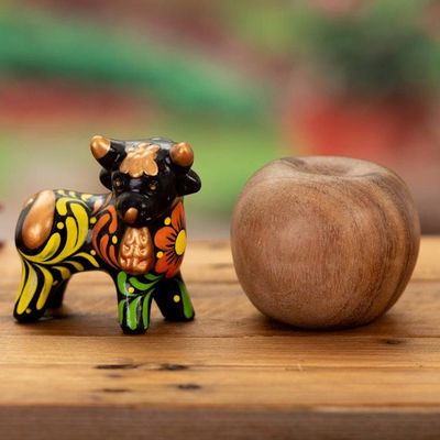 Alternate image for Andean Floral Ceramic Good Fortune Bull Figurine  Bull of Good Fortune