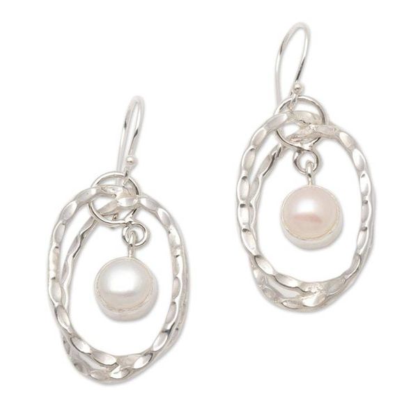 Alternate image for Cultured Pearl and Sterling Silver Earrings from Bali Undulation