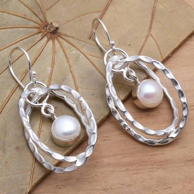 Alternate image for Cultured Pearl and Sterling Silver Earrings from Bali Undulation