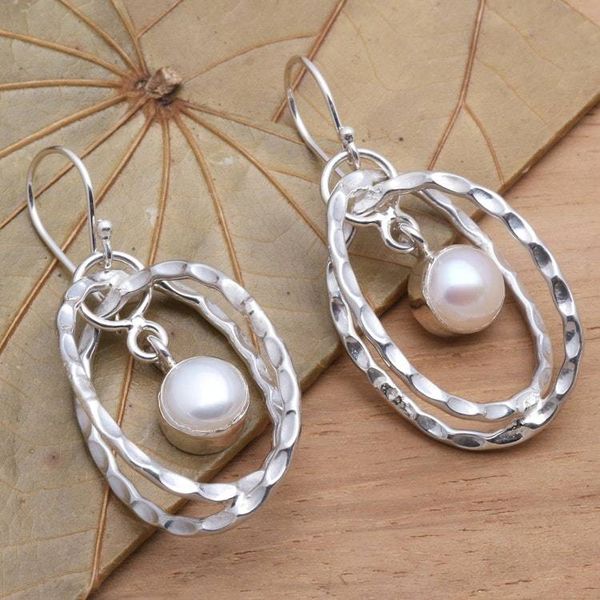 Alternate image for Cultured Pearl and Sterling Silver Earrings from Bali Undulation