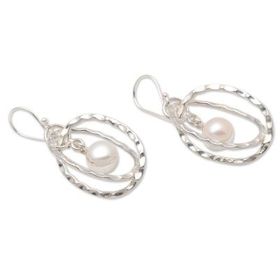 Alternate image for Cultured Pearl and Sterling Silver Earrings from Bali Undulation