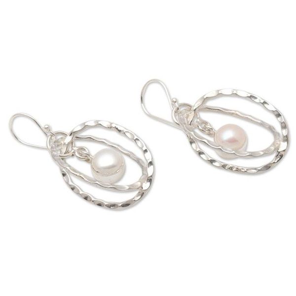 Alternate image for Cultured Pearl and Sterling Silver Earrings from Bali Undulation
