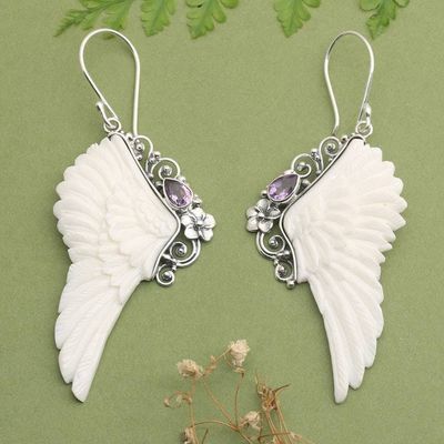Primary image for Traditional Wing-Shaped Faceted Amethyst Dangle Earrings Flying with Wisdom