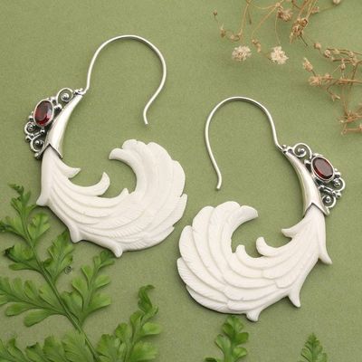 Primary image for Traditional Sterling Silver and Natural Garnet Drop Earrings Passionate Feathers