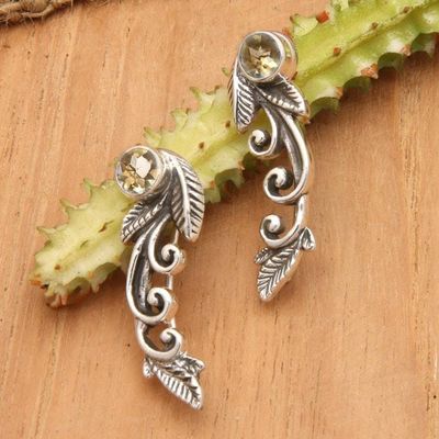 Primary image for Leafy Sterling Silver and Citrine Ear Climbers from Bali Merriest Leaf