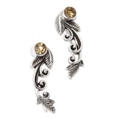 Alternate image for Leafy Sterling Silver and Citrine Ear Climbers from Bali Merriest Leaf