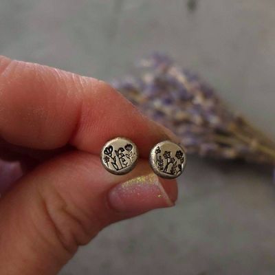 Alternate image for Sterling Silver Wildflower Stud Earrings | Nature Inspired Flower Earrings | Handmade Botanical Jewelry