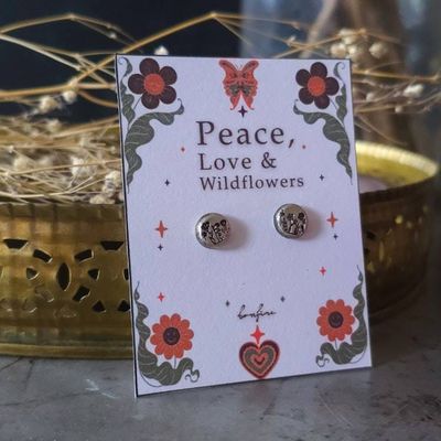 Alternate image for Sterling Silver Wildflower Stud Earrings | Nature Inspired Flower Earrings | Handmade Botanical Jewelry