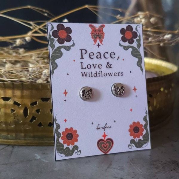 Alternate image for Sterling Silver Wildflower Stud Earrings | Nature Inspired Flower Earrings | Handmade Botanical Jewelry