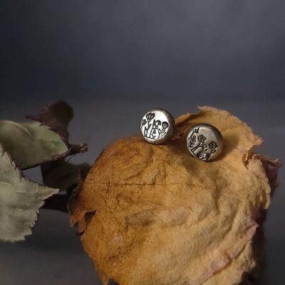Alternate image for Sterling Silver Wildflower Stud Earrings | Nature Inspired Flower Earrings | Handmade Botanical Jewelry