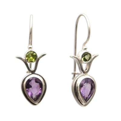 Primary image for Amethyst and Peridot Dangle Earrings from Bali Sparkling Together