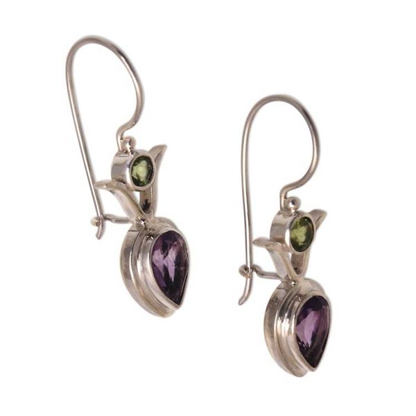 Alternate image for Amethyst and Peridot Dangle Earrings from Bali Sparkling Together