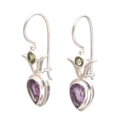 Alternate image for Amethyst and Peridot Dangle Earrings from Bali Sparkling Together