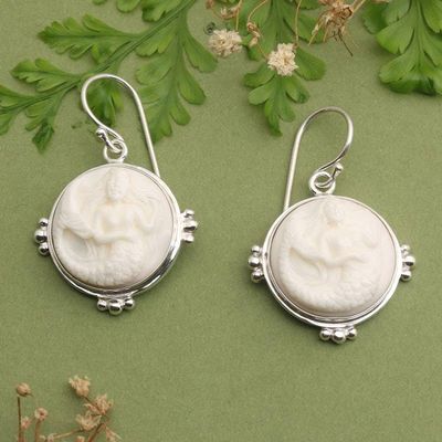 Primary image for Polished Mermaid-Themed Sterling Silver Dangle Earrings Beautiful Mermaid