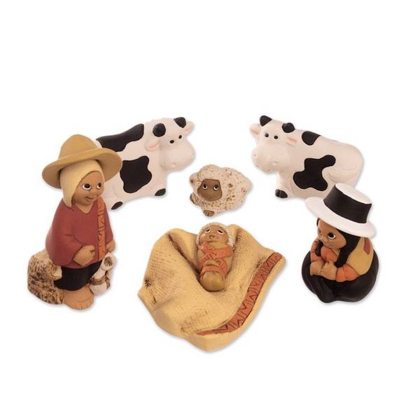Alternate image for Andean-Themed Painted 7-Piece Ceramic Nativity Scene Set Miracle in Ayacucho